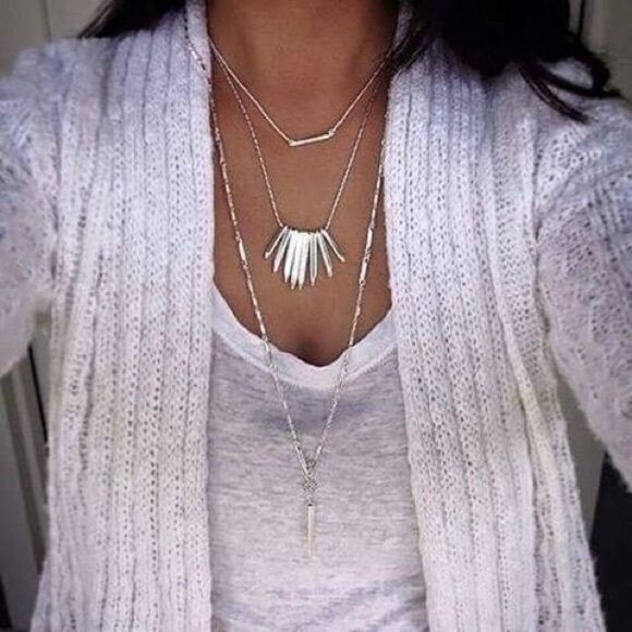 Stella & Dot SILVER Bianca Lariat Necklace Adjustable NWT - Picture 1 of 11